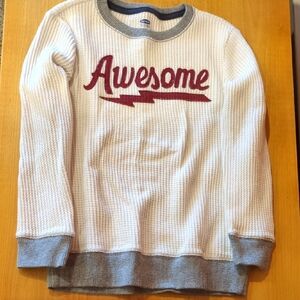 Old Navy Cream Waffle-Knit Top with Gray Trim